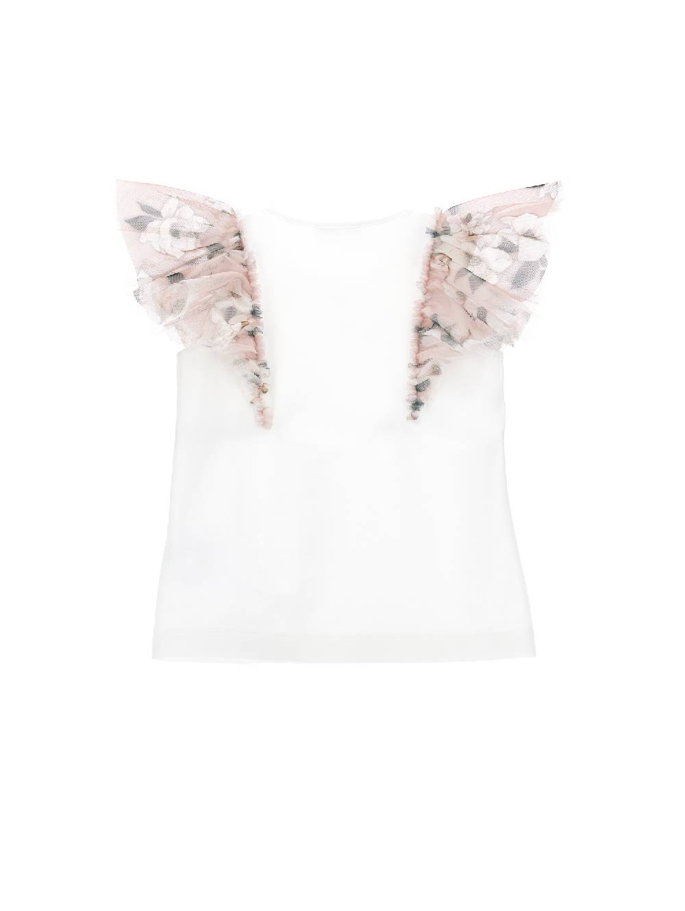 Monnalisa T-shirt jersey con galette a fiori In Vendita