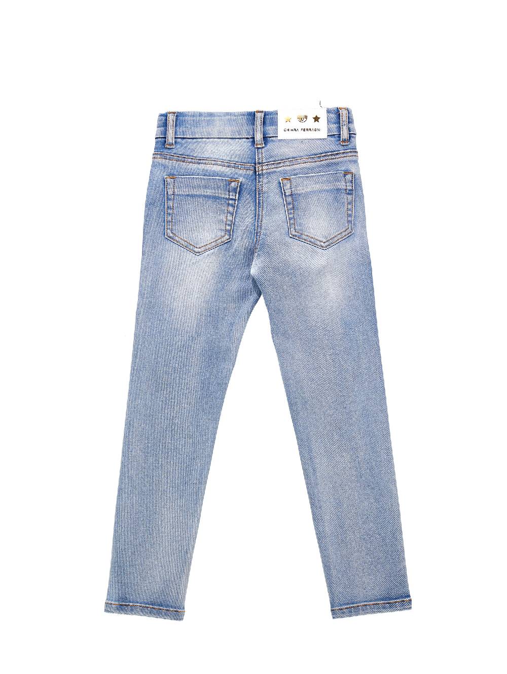 Monnalisa Jeans denim ricamo Logomania all over Online Outlet