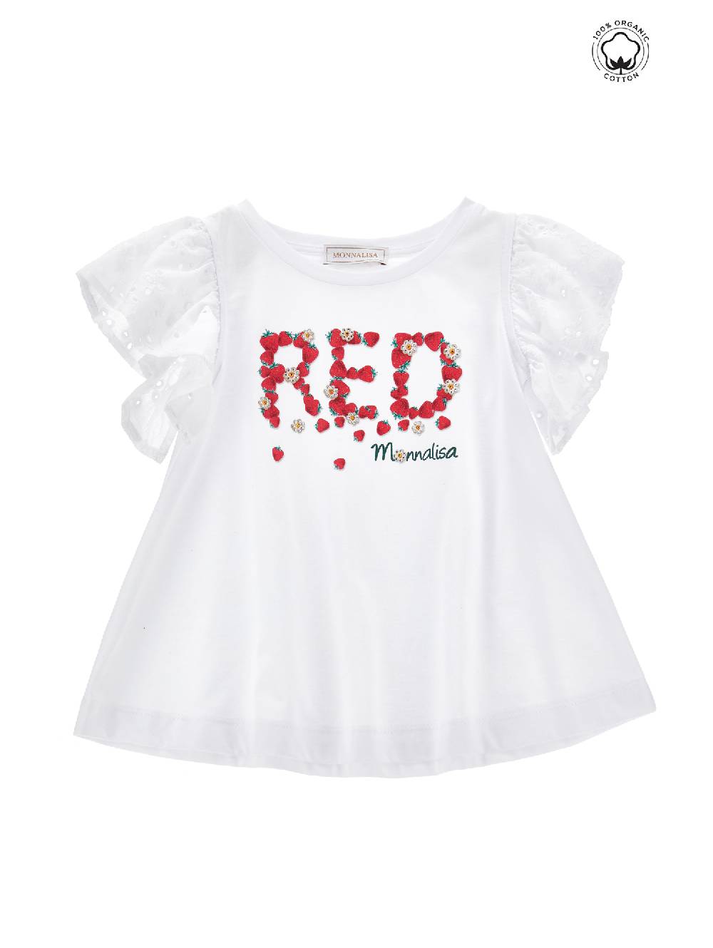 Monnalisa T-shirt cotone organico sangallo Novità