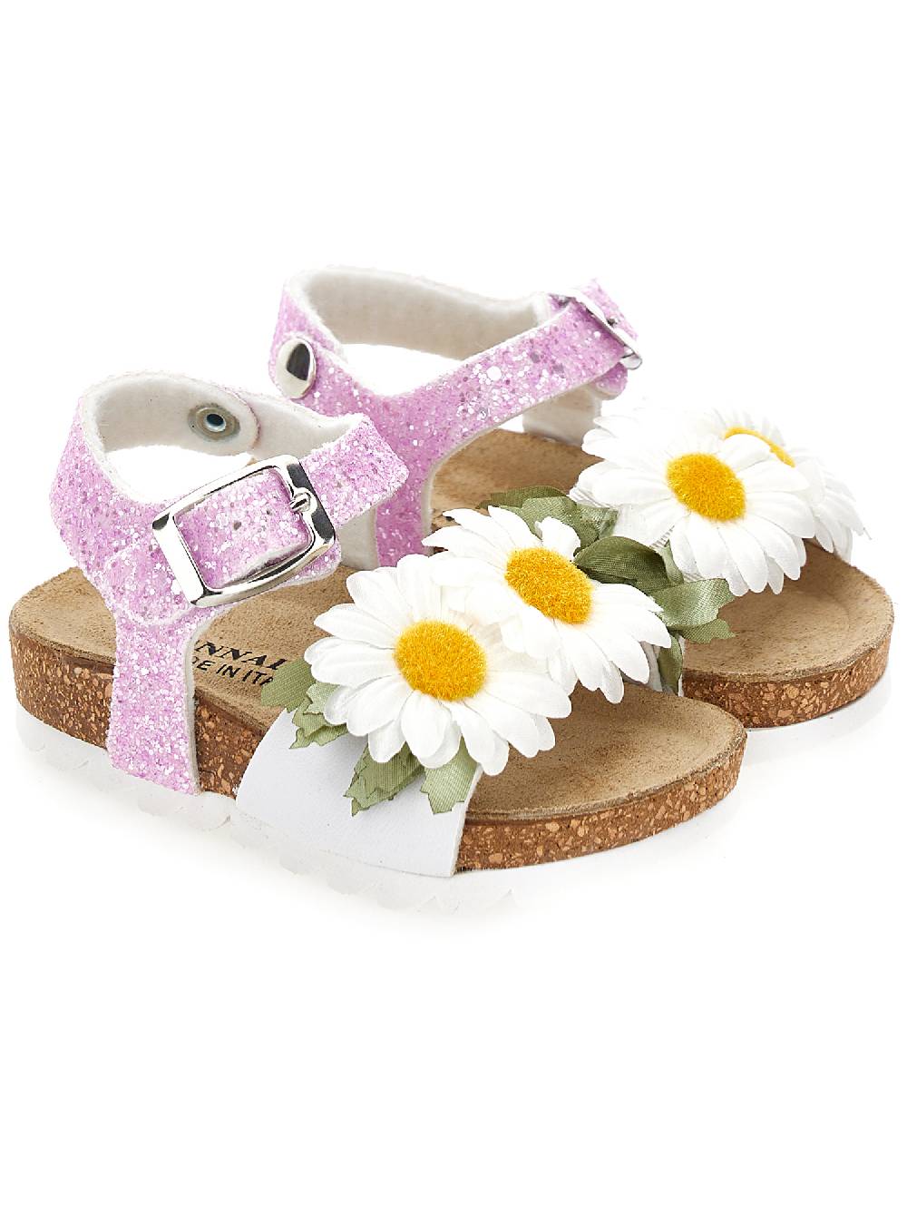 Monnalisa Sandaletti glitter con margherite Nuova
