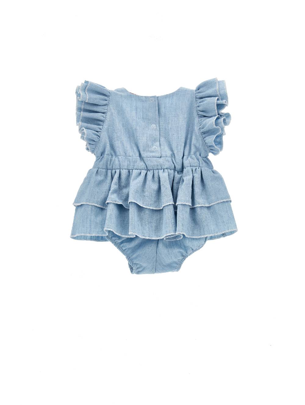 Monnalisa Pagliaccetto chambray con galette Officina