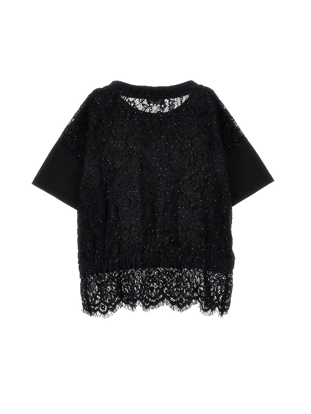 Monnalisa T-shirt cropped con pizzo Smaltimento dello stoccaggio