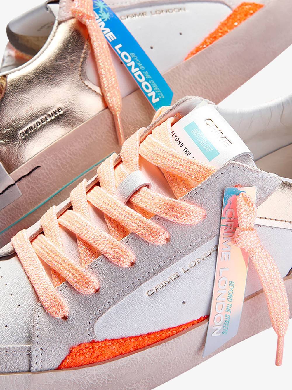 CRIME LONDON Sneakers SK8 Deluxe 27101PP6 donna pelle bianco Offerte speciali