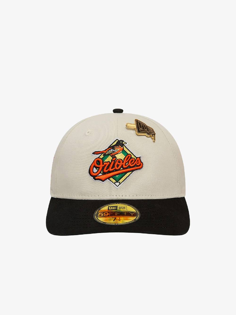 NEW ERA Cappello 59FIFTY Low Profile Baltimore Orioles MLB Pin 60503332 uomo cotone beige Nuovo