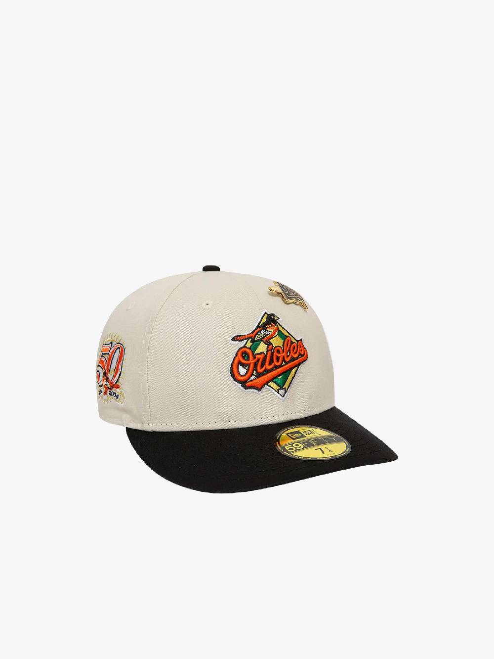 NEW ERA Cappello 59FIFTY Low Profile Baltimore Orioles MLB Pin 60503332 uomo cotone beige Nuovo