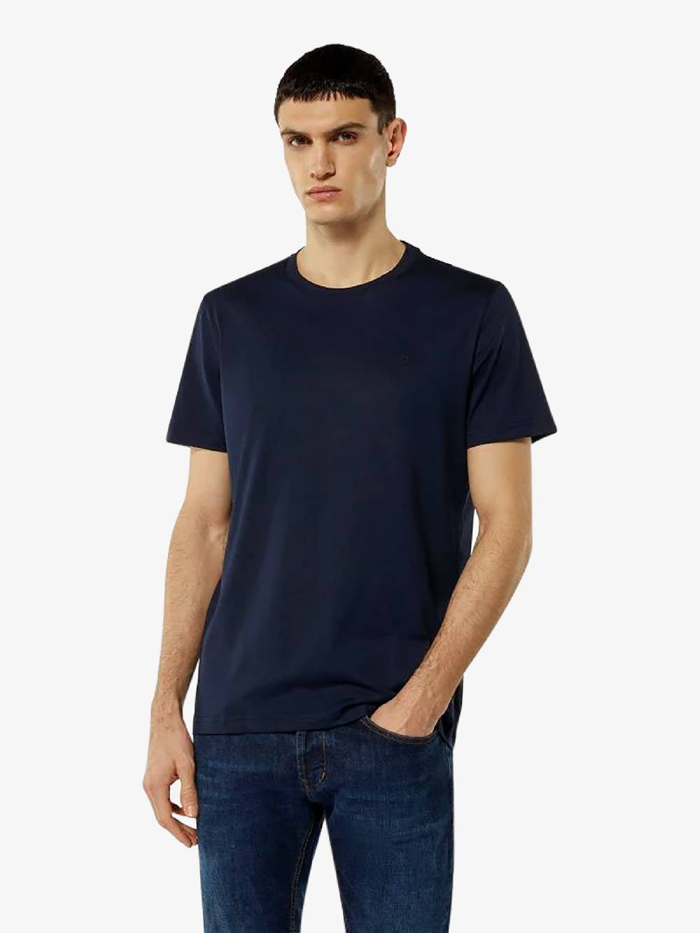 DONDUP T-shirt in jersey US198 JF0271U ZL4 DU uomo cotone blu Saldi