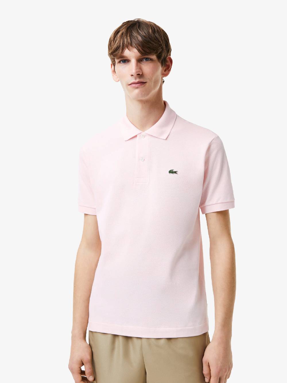LACOSTE Polo regolare uomo in cotone rosa Hotsell