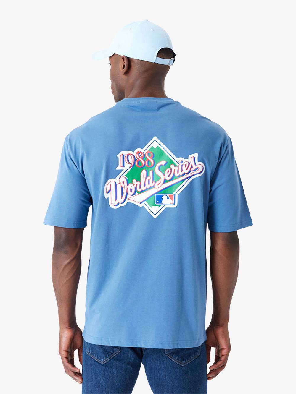 NEW ERA T-shirt Oversize LA Dodgers MLB World Series 60502659 uomo cotone azzurro Comprare a buon mercato