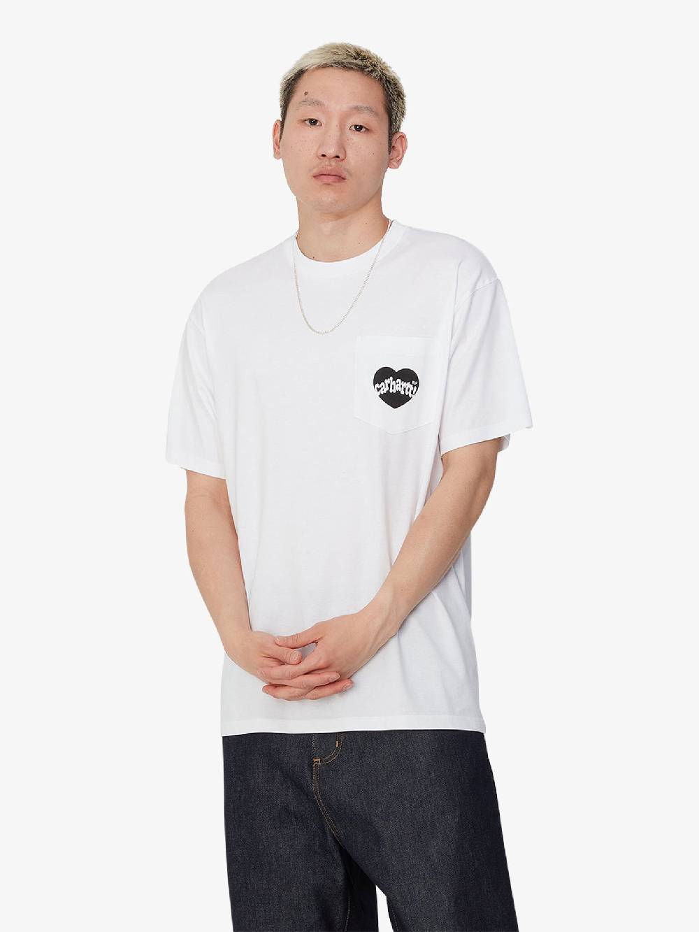 CARHARTT WIP T-shirt S/S Amour Pocket I033675_ uomo cotone bianco Flash Sale