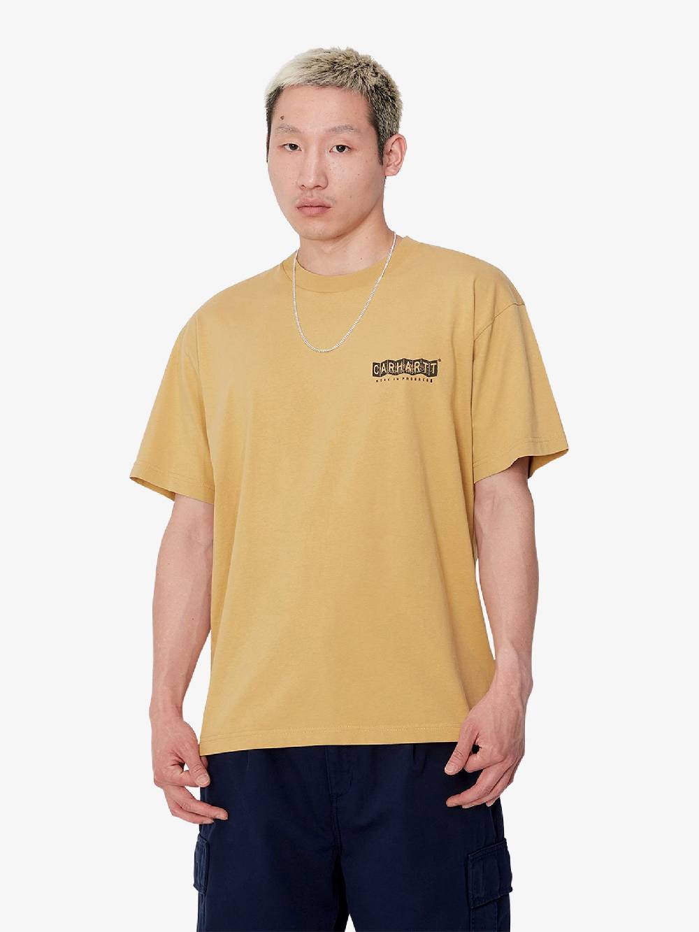 CARHARTT WIP T-shirt S/S Stamp I033670_ uomo cotone beige Offerta esclusiva