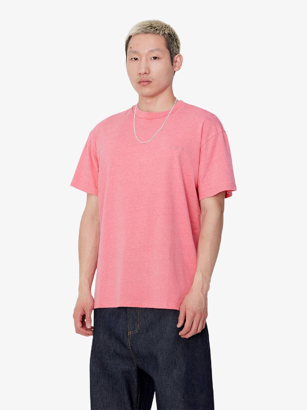 CARHARTT WIP T-shirt S/S Duster Script I033622_ uomo cotone rosa Smaltimento dello stoccaggio