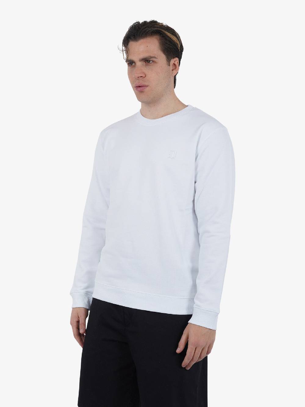 DONDUP Felpa girocollo in jersey di cotone UF641 KF0196U FS6 DU uomo bianco Lightning offer