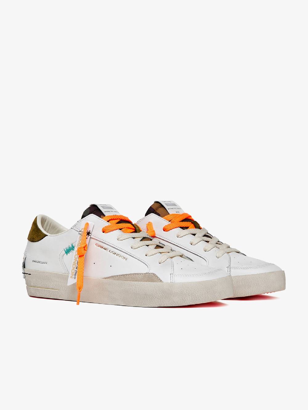 CRIME LONDON Sneakers Sk8Deluxe 17104PP6 uomo in pelle bianco Italy