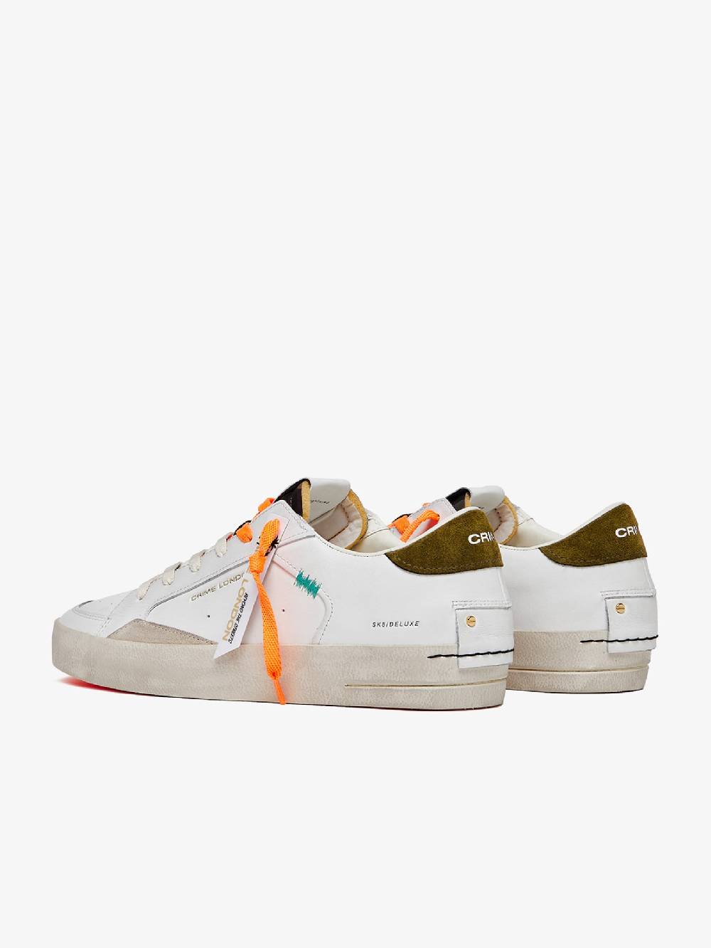 CRIME LONDON Sneakers Sk8Deluxe 17104PP6 uomo in pelle bianco Italy