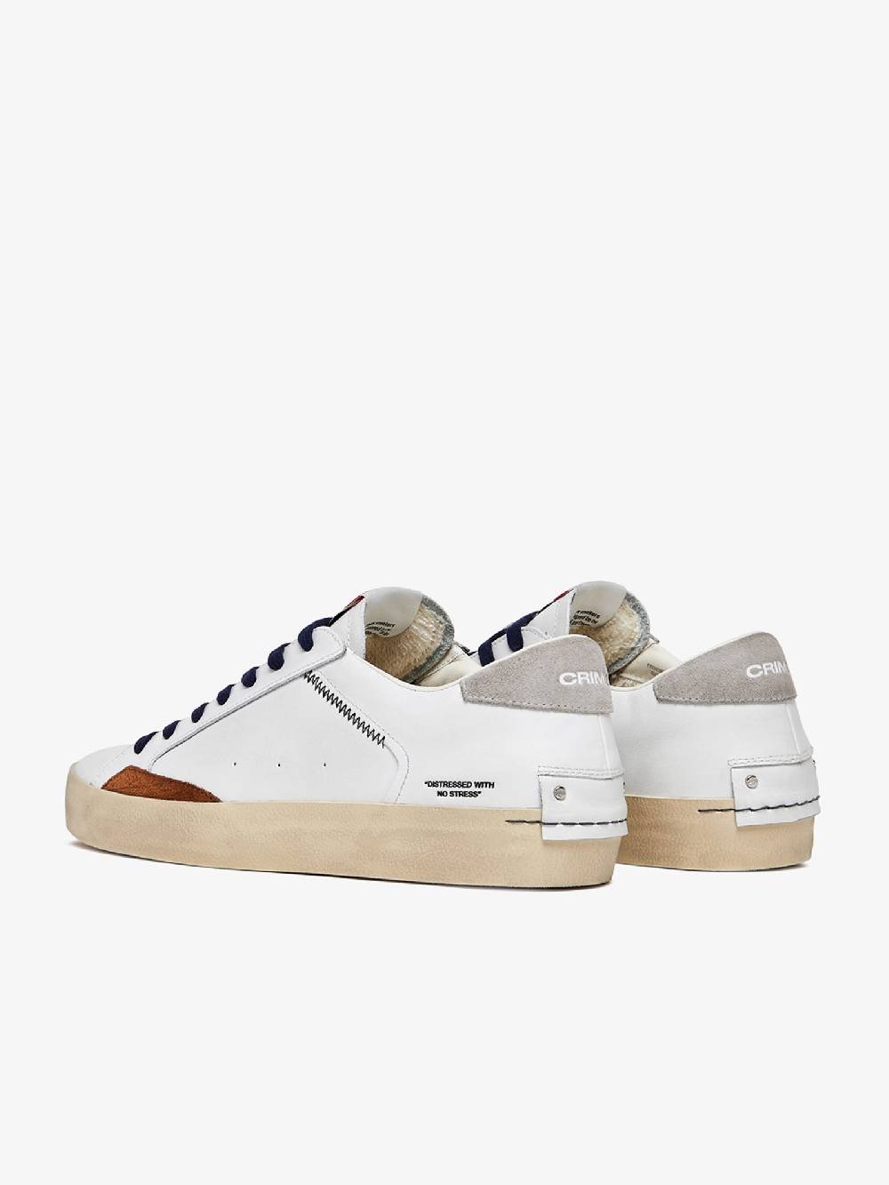 CRIME LONDON Sneakers Distressed 17002PP6 uomo in pelle bianco Nuovo