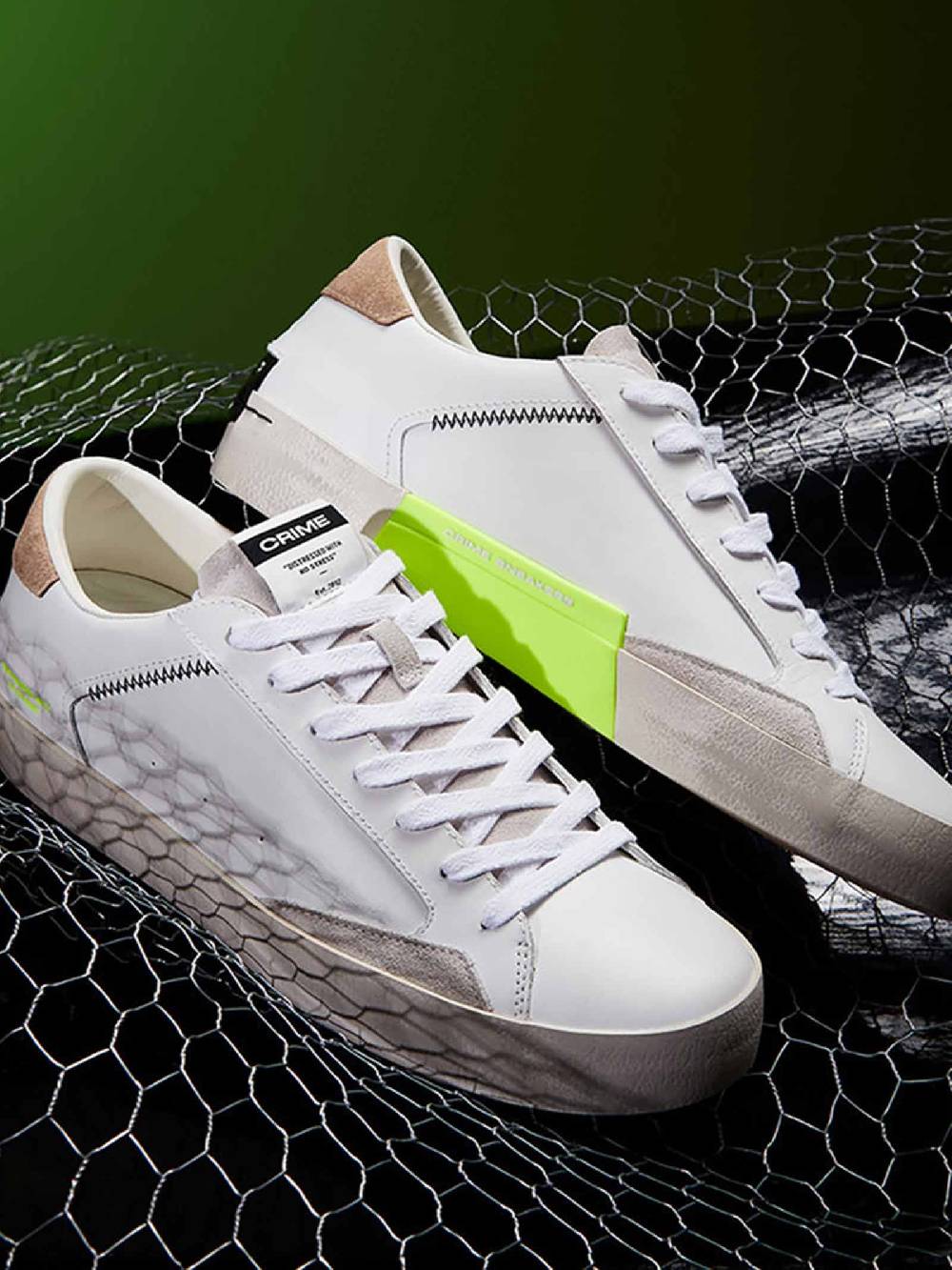 CRIME LONDON Sneakers Distressed 17001PP6 uomo in pelle bianco Qualità
