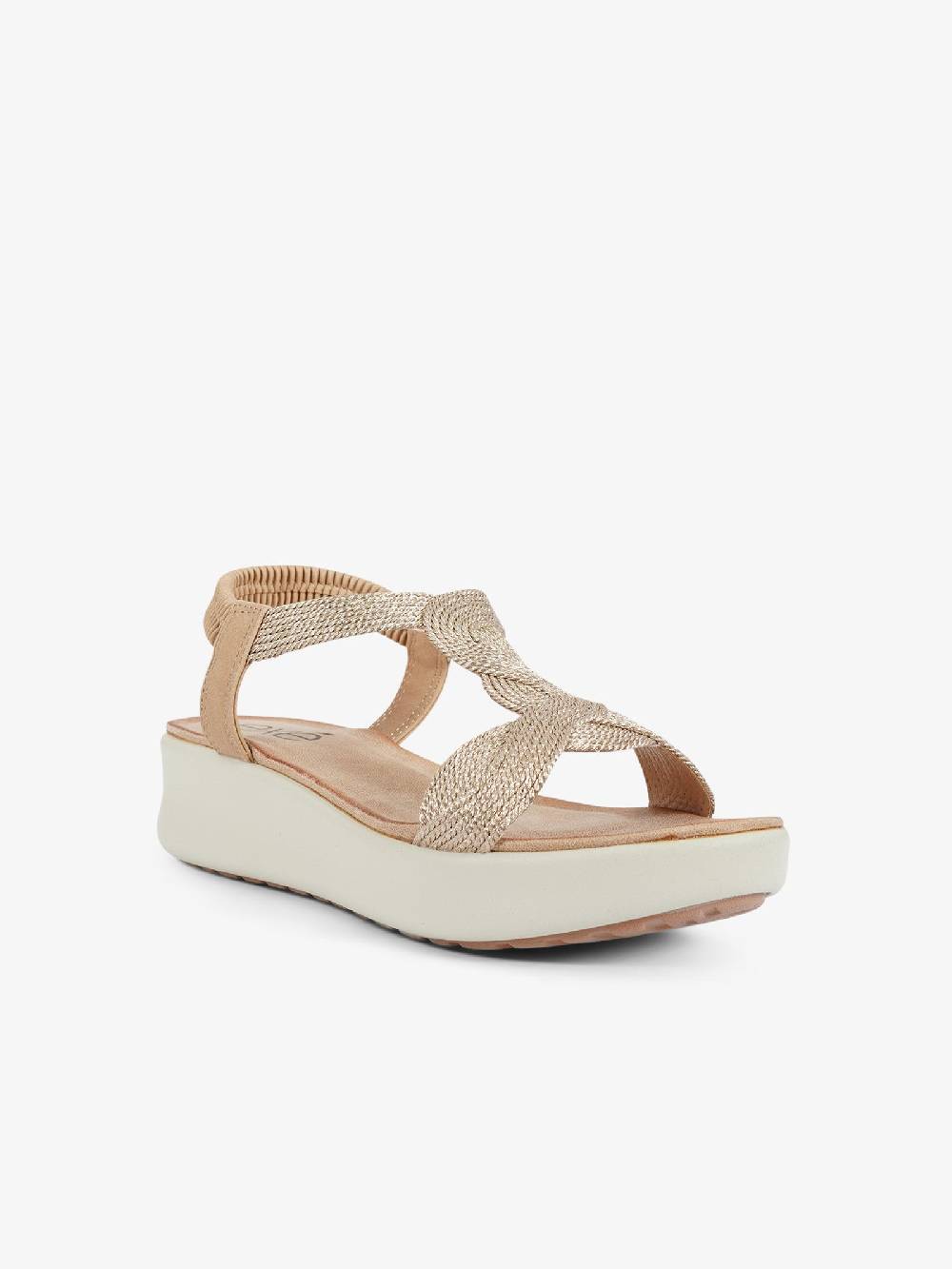 EXE' Sandali con zeppa con strass BZX23170 donna oro Trasporto libero internazionale