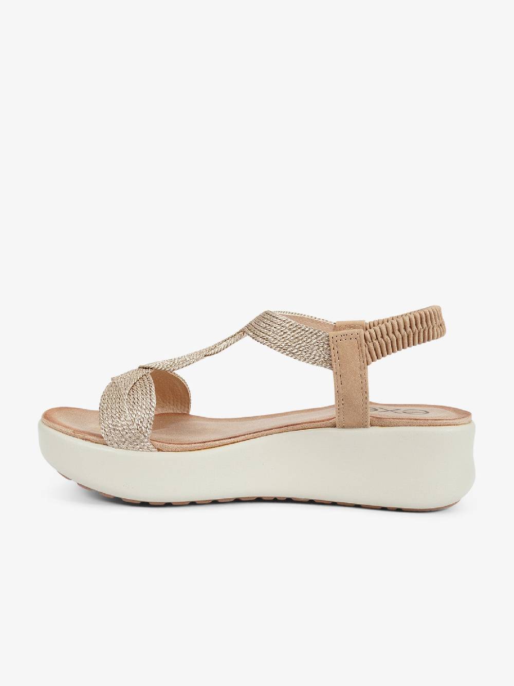 EXE' Sandali con zeppa con strass BZX23170 donna oro Trasporto libero internazionale