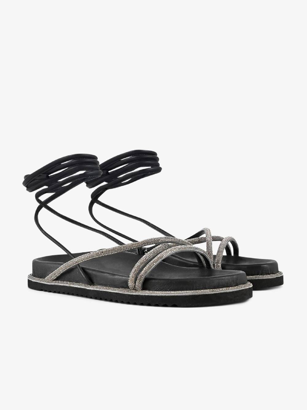 CB FUSION Sandali bassi con fussbett con fasce strass CBF.R224012 donna pelle grigio Black Friday Prezzi