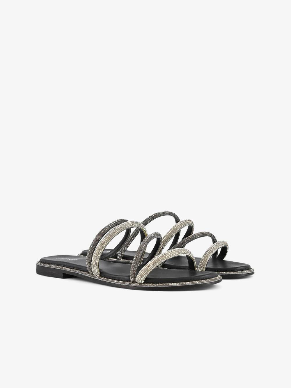 CB FUSION Sandali bassi con fasce strass CBF.R224010 donna pelle grigio Duty-free