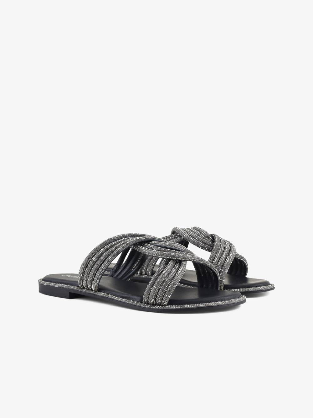 CB FUSION Sandali bassi fascia nodo strass CBF.R224008 donna pelle grigio 50% di sconto per tempo limitato