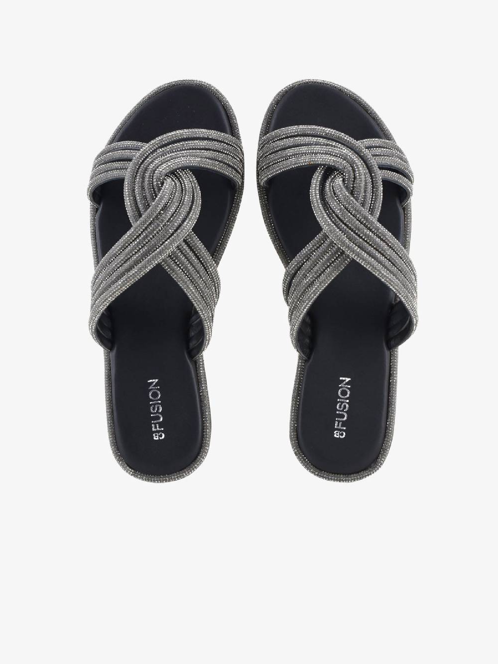 CB FUSION Sandali bassi fascia nodo strass CBF.R224008 donna pelle grigio 50% di sconto per tempo limitato