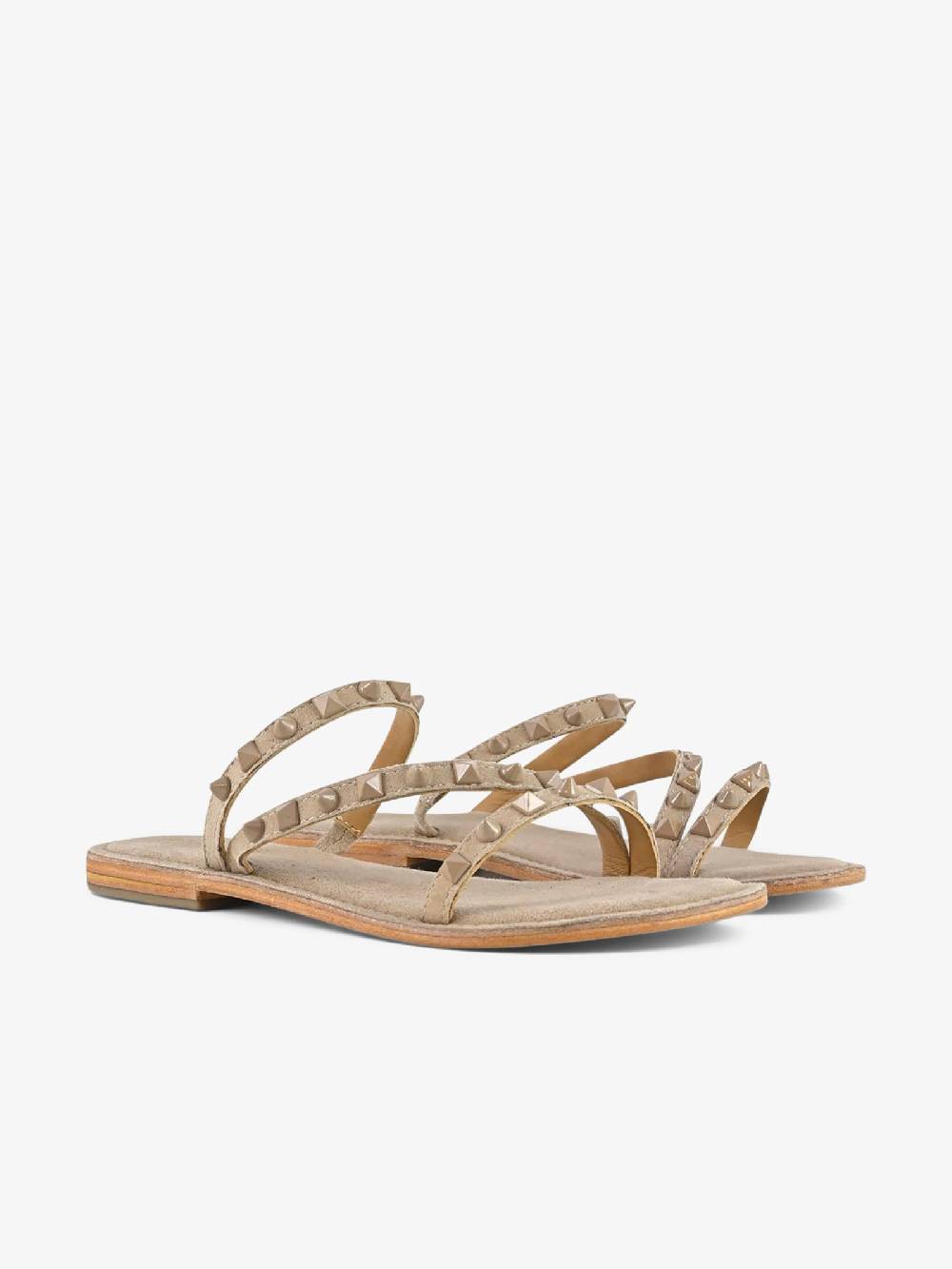 CB FUSION Sandali bassi con fascie e borchie piramidali CBF.R224004 donna pelle beige In Linea
