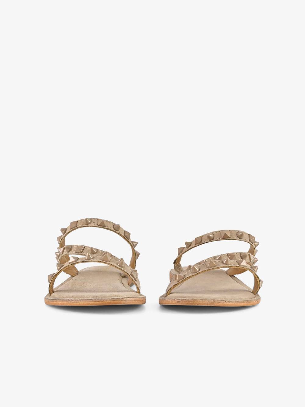 CB FUSION Sandali bassi con fascie e borchie piramidali CBF.R224004 donna pelle beige In Linea