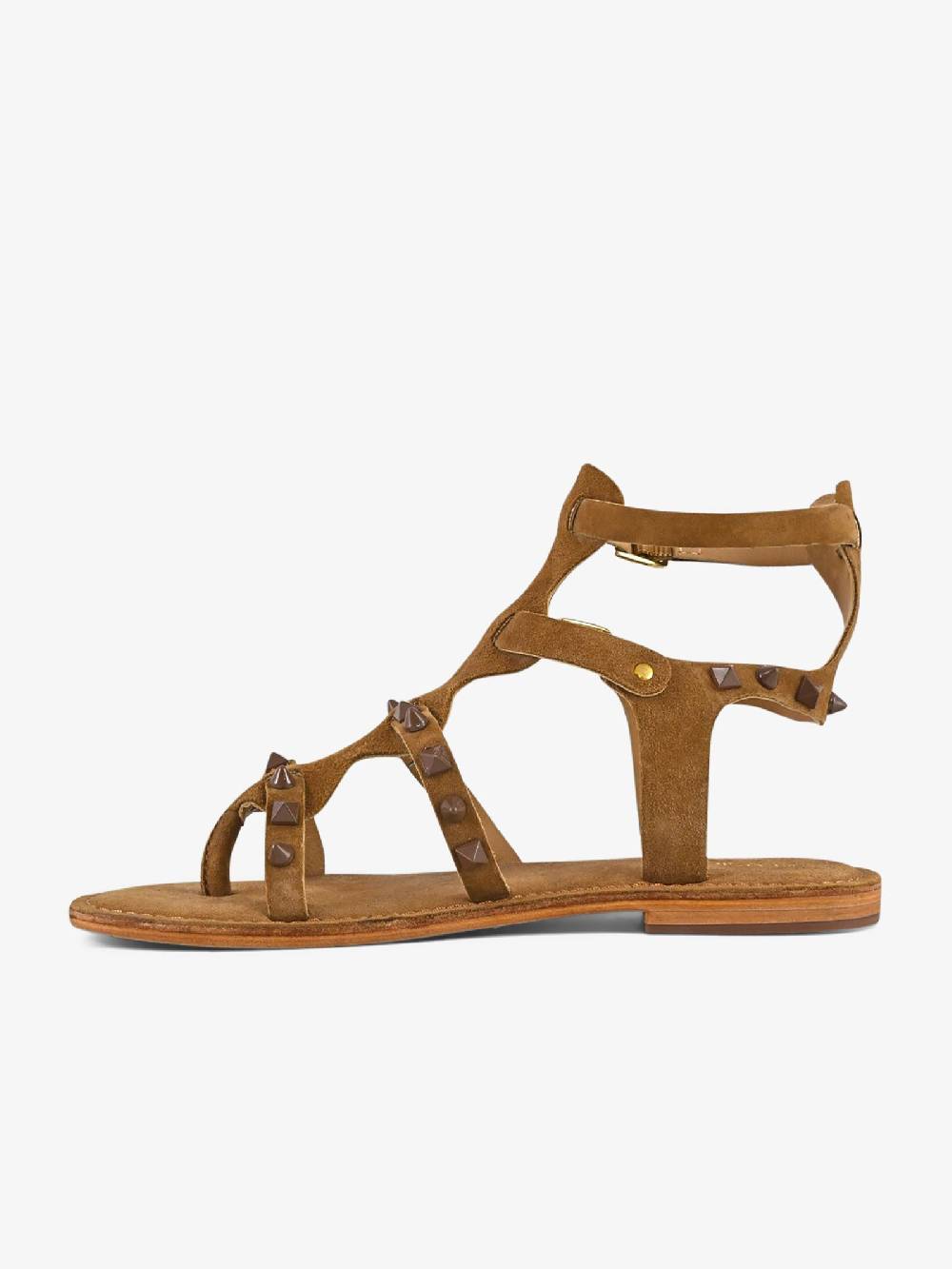 CB FUSION Sandali bassi gladiatore borchie piramidali CBF.R224001 donna pelle marrone Nuovo