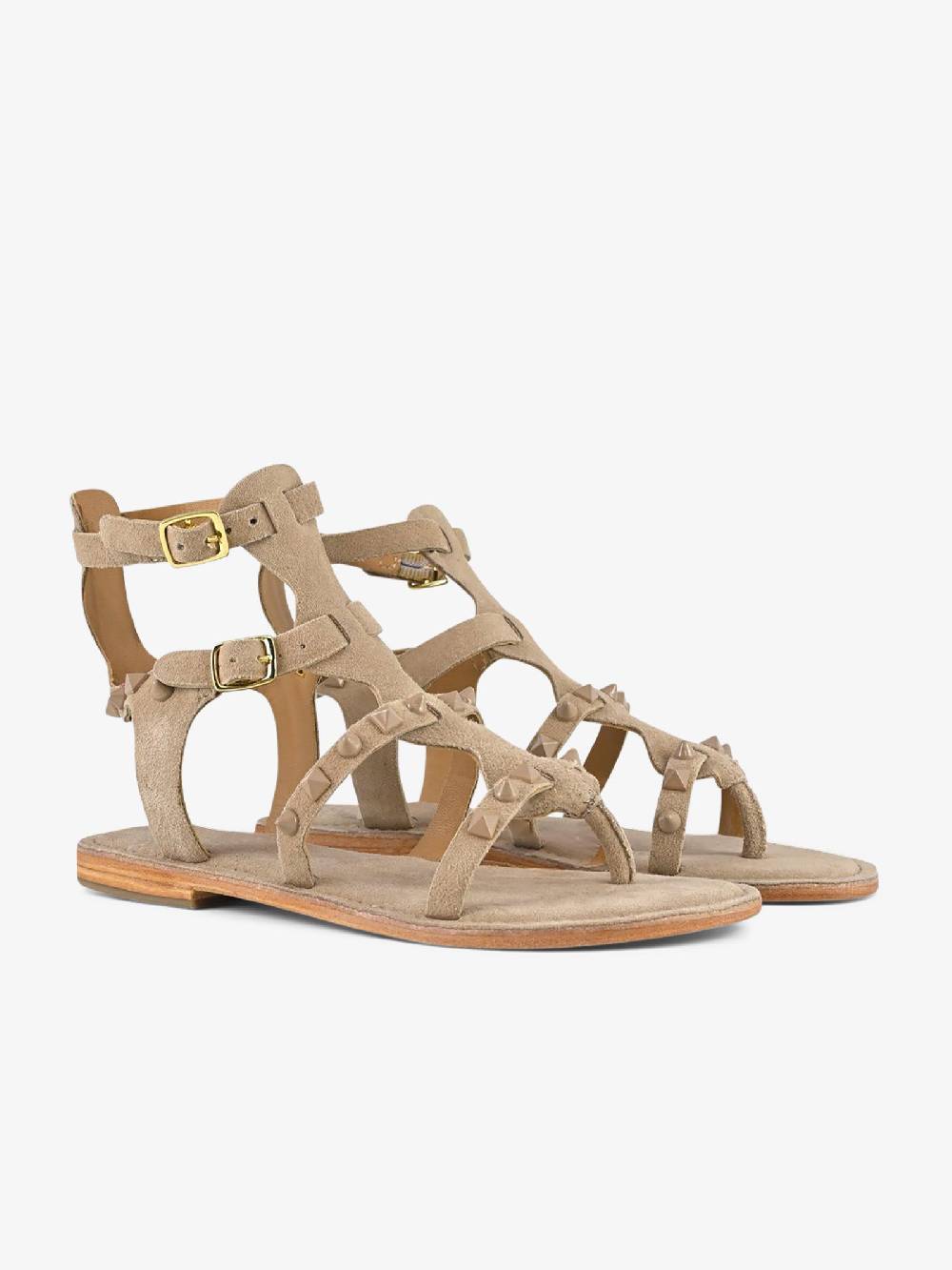 CB FUSION Sandali bassi gladiatore borchie piramidali CBF.R224001 donna pelle beige Qualità