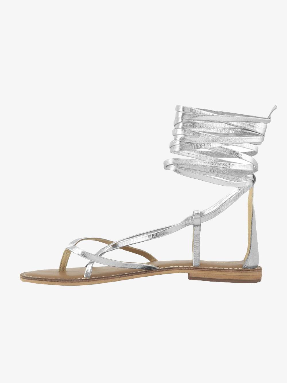 CB FUSION Sandali bassi argento donna con lacci in pelle Spedizione Gratuita