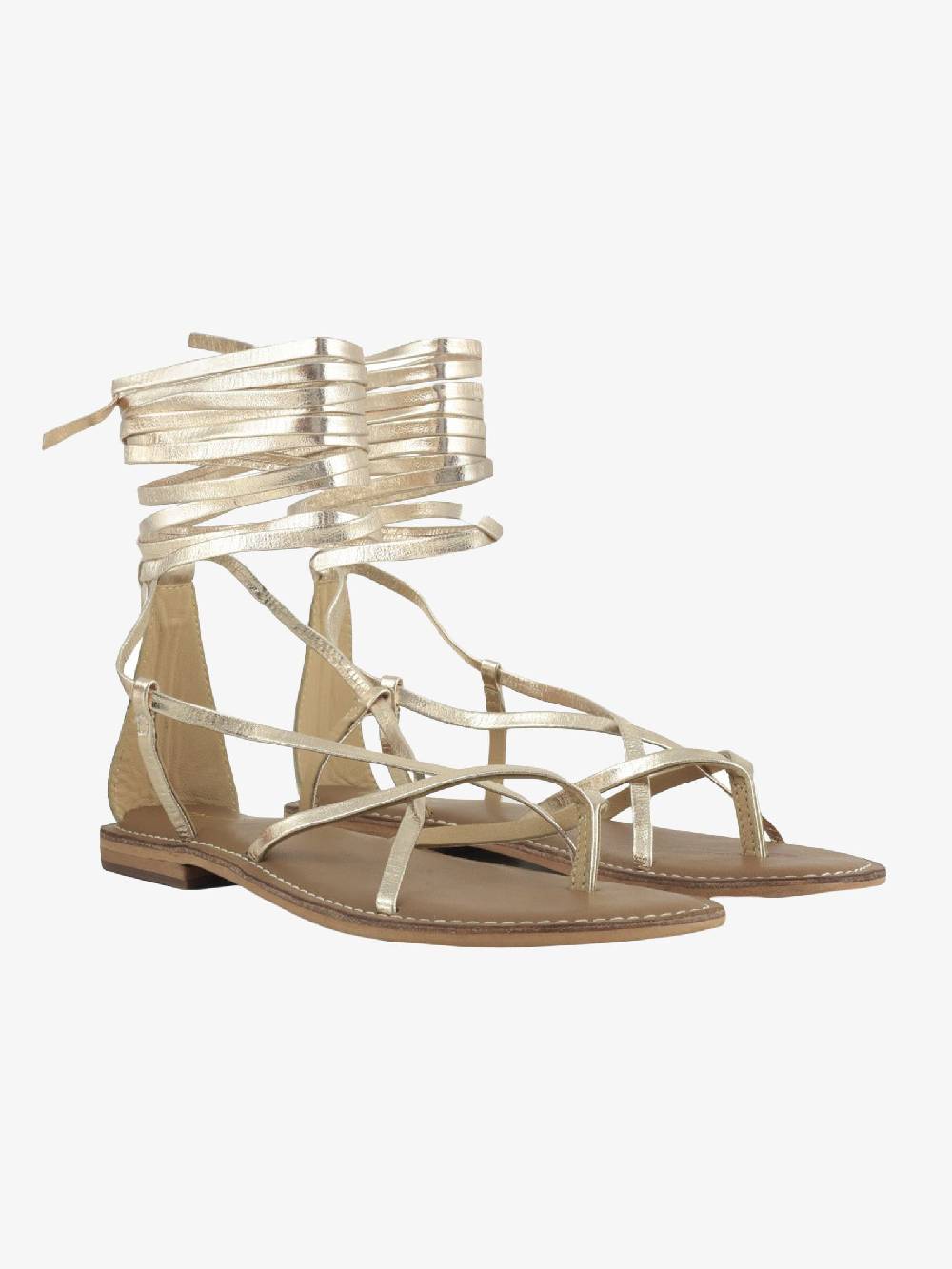 CB FUSION Sandali bassi oro donna con lacci in pelle Pezzi Unici