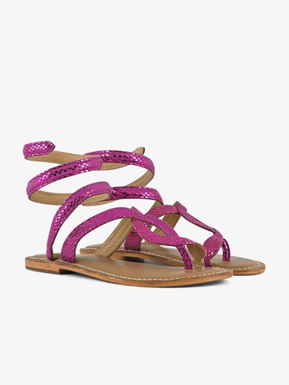 CB FUSION Sandali bassi wrap up laminato CBF.R217037 donna pelle fucsia Soddisfazione Garantita