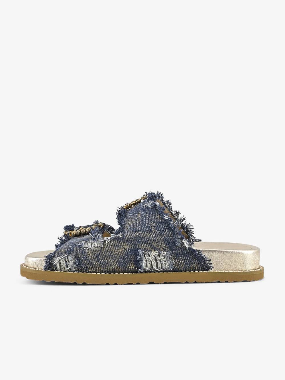 CORAL BLUE Ciabatte gioiello denim sfrangiato CB.K224.23 donna pelle blu Prezzo di fabbrica