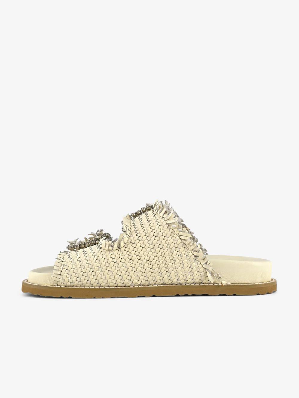 CORAL BLUE Ciabatte gioiello pelle intrecciata CB.K221.02 donna pelle bianco Offerta speciale