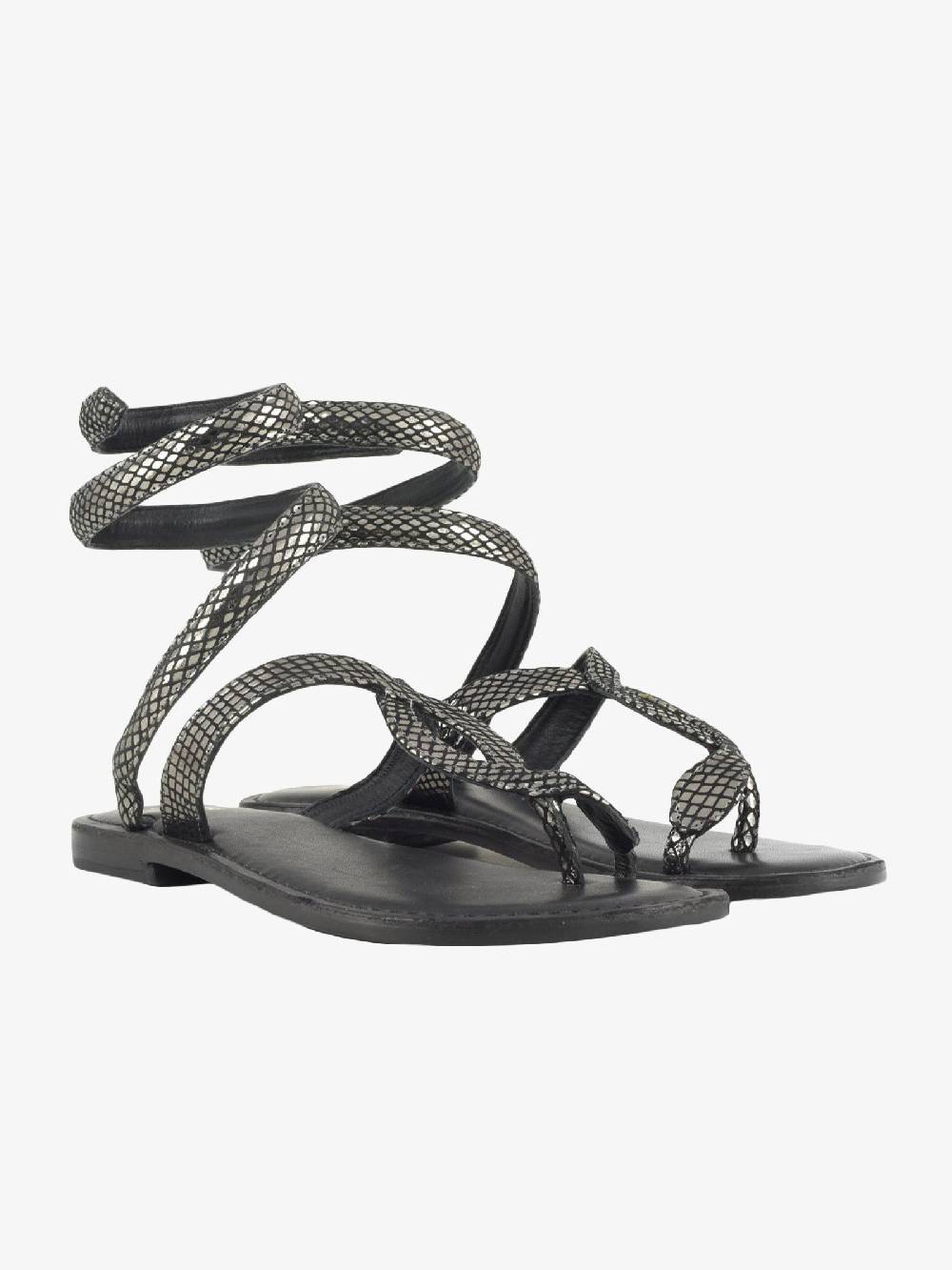 CB FUSION Sandali donna in pelle laminata argento Black Friday