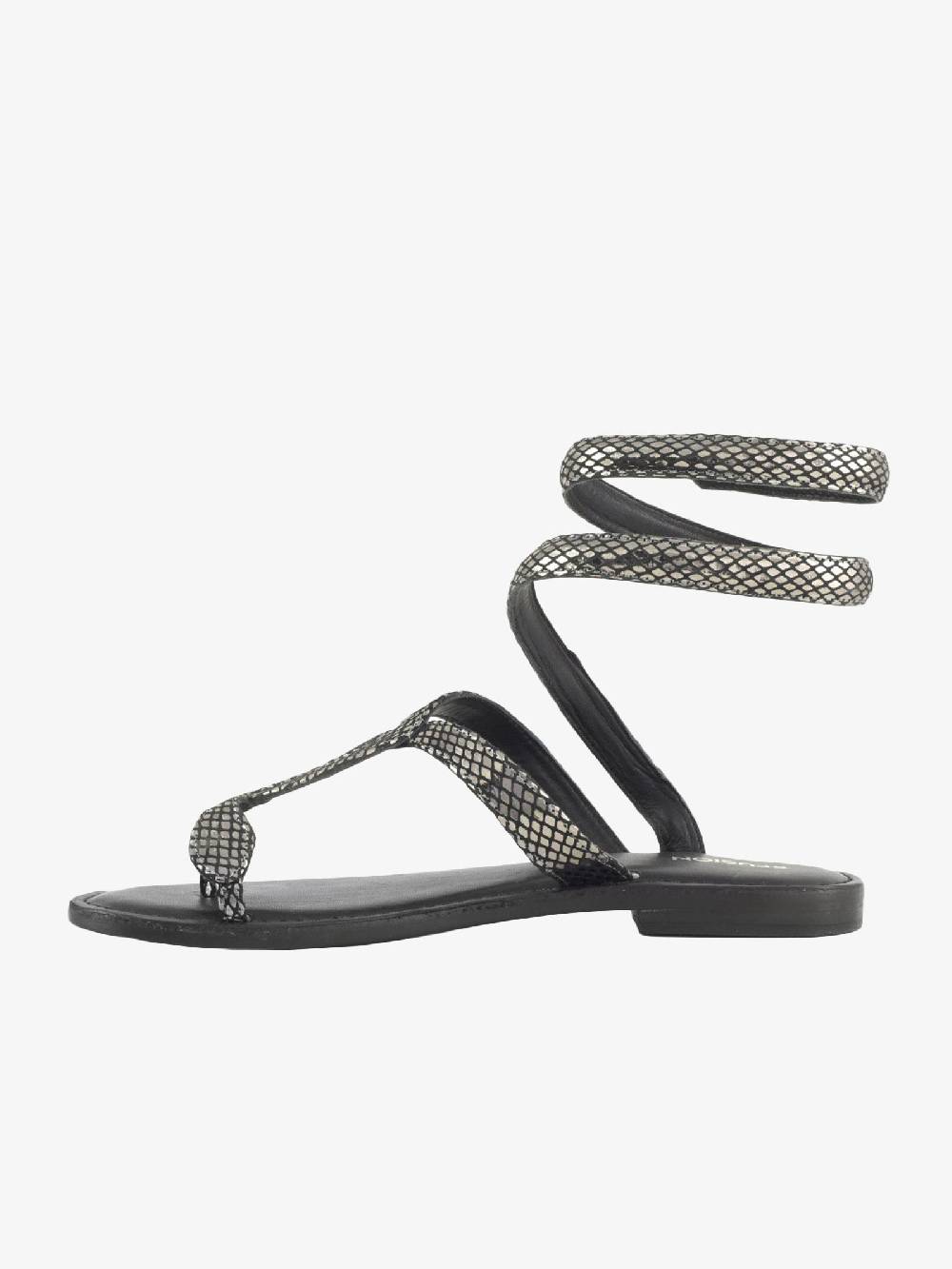 CB FUSION Sandali donna in pelle laminata argento Black Friday