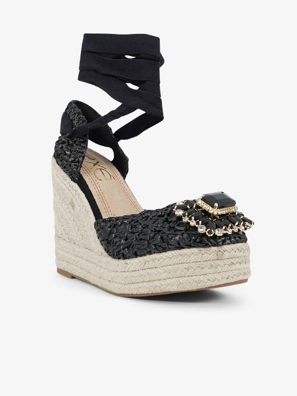 EXE' Espadrillas 23105-23 donna rafia nero Offerta migliore