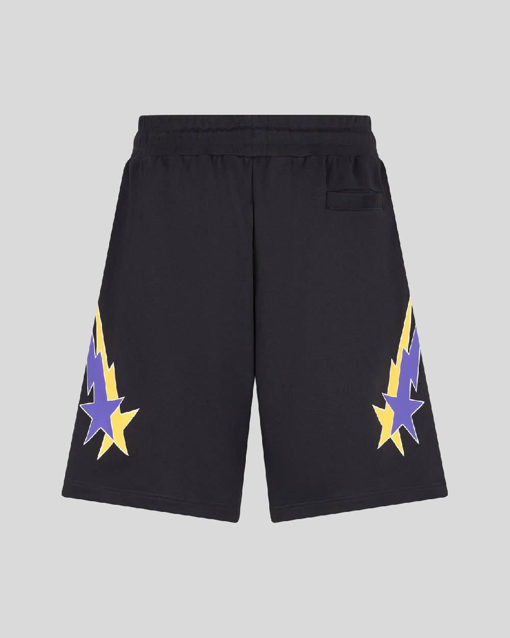 Phobia Archive PANTALONCINO NERO CON GRAFICA STARRY LIGHTNING GIALLA E VIOLA Offerta San Valentino