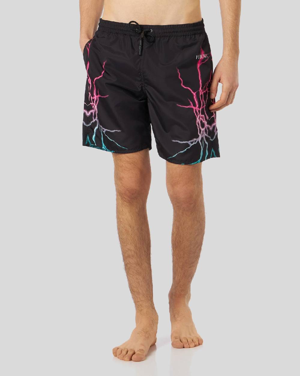 Phobia Archive COSTUME DA BAGNO NERO CON FULMINI BICOLORE ROSA E BLU Only for today