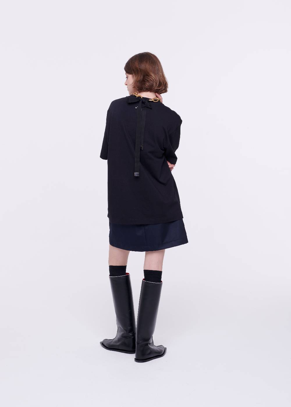 Plan C T-SHIRT NERA IN COTONE CON STAMPA Italia