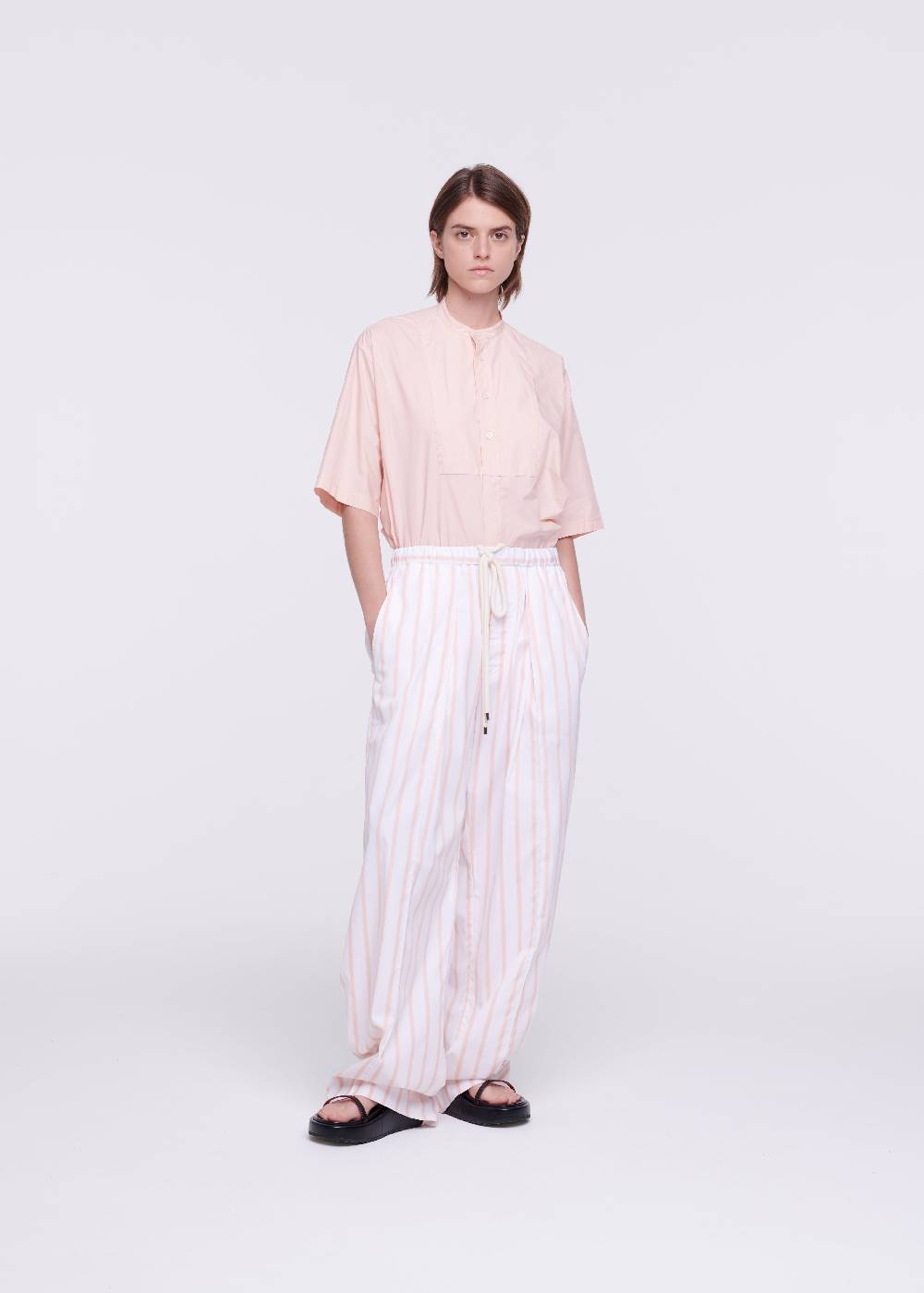 Plan C PANTALONI A RIGHE ROSA CON COULISSE Soddisfazione Garantita