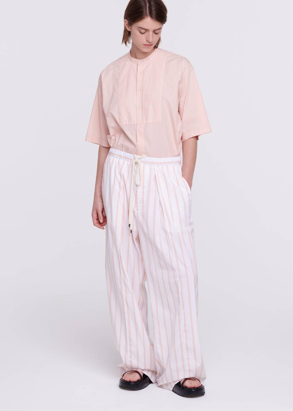 Plan C PANTALONI A RIGHE ROSA CON COULISSE Soddisfazione Garantita