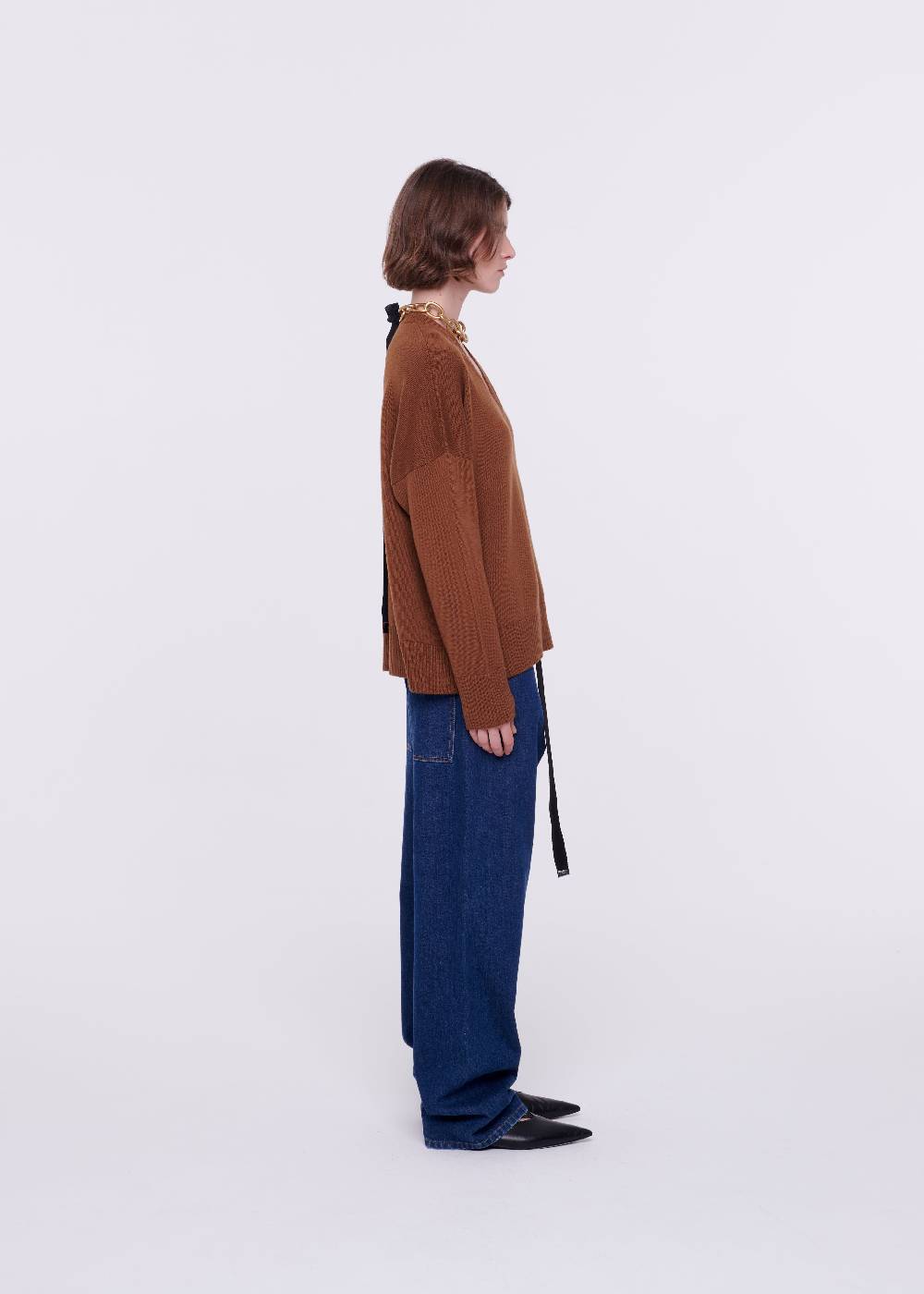 Plan C MAGLIONE CON SCOLLO A V IN LANA MERINO Grande vendita