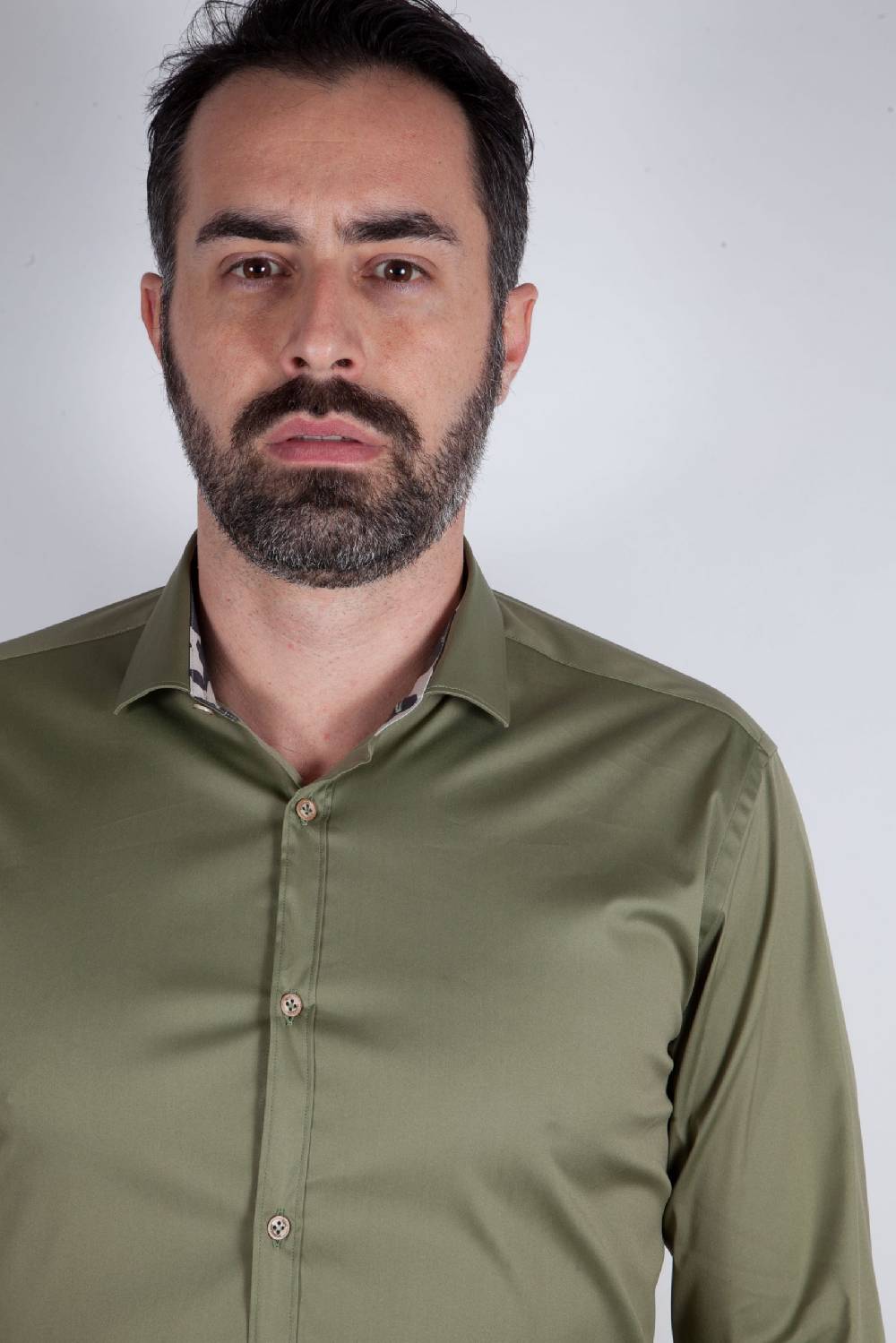 Poggianti Camicia Stretch Collo francese tinta unita PRACCHIA-62M-500-03 Fino al 55% di sconto