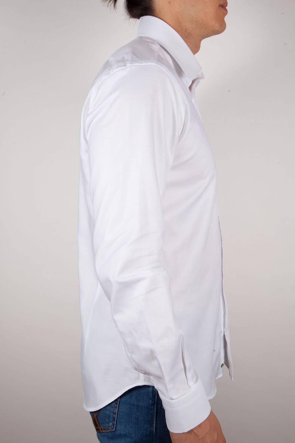 Poggianti Camicia Bianca Oxford Collo Italiano C06-1 In Linea