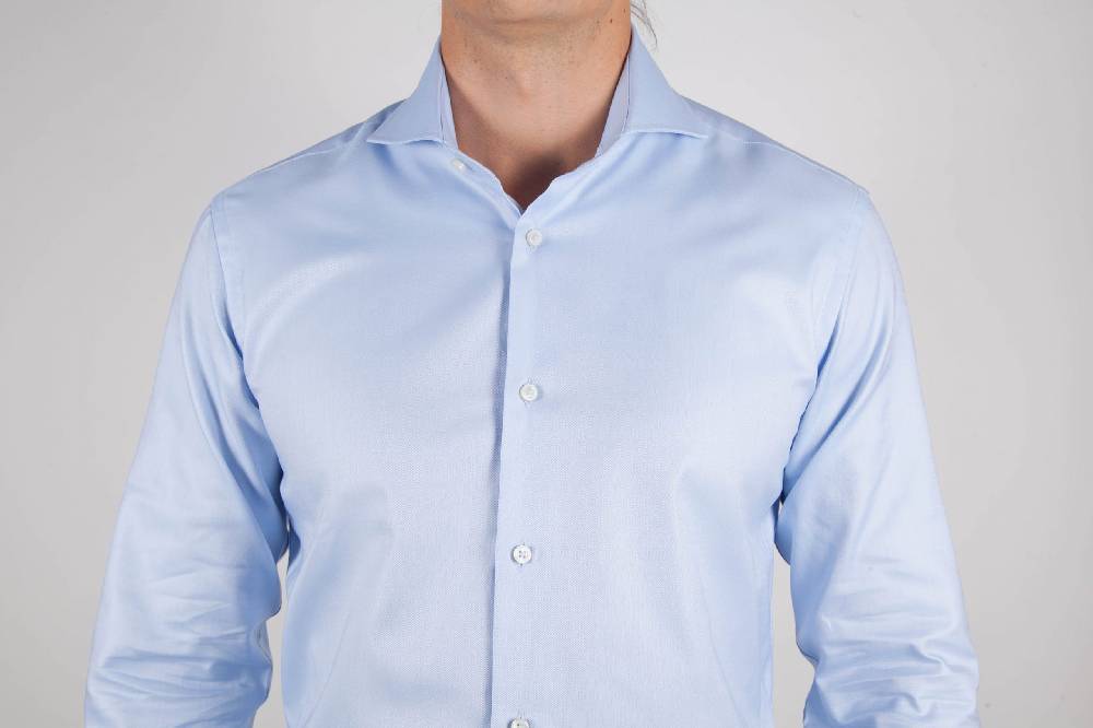 Poggianti Camicia Celeste Oxford Collo Francese C06-2 Nuovo
