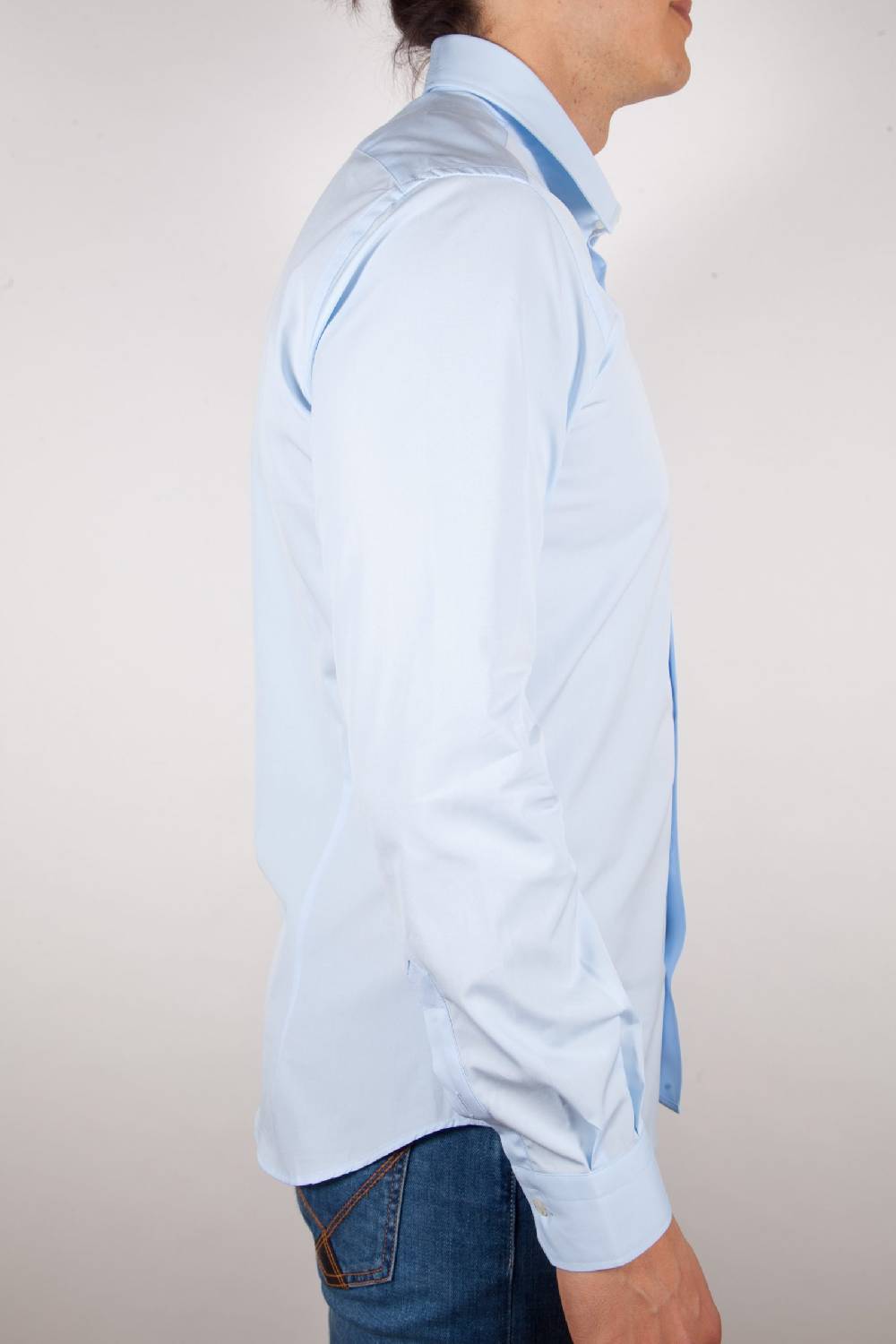 Poggianti Camicia Celeste Popeline Collo Italiano C01-3 Qualità