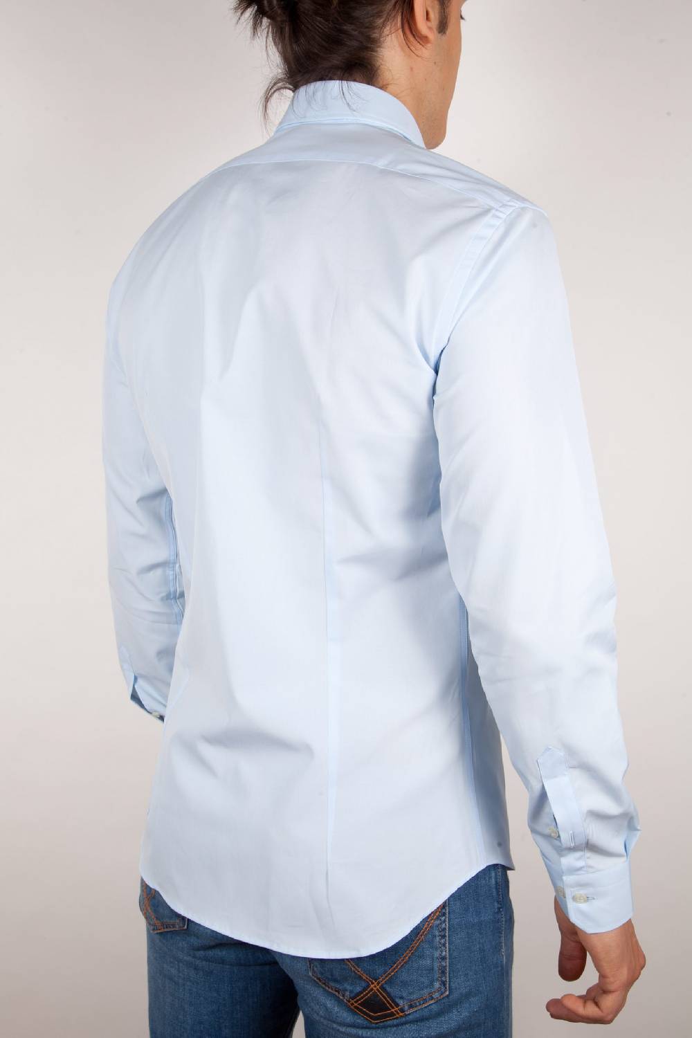 Poggianti Camicia Celeste Popeline Collo Italiano C01-3 Qualità