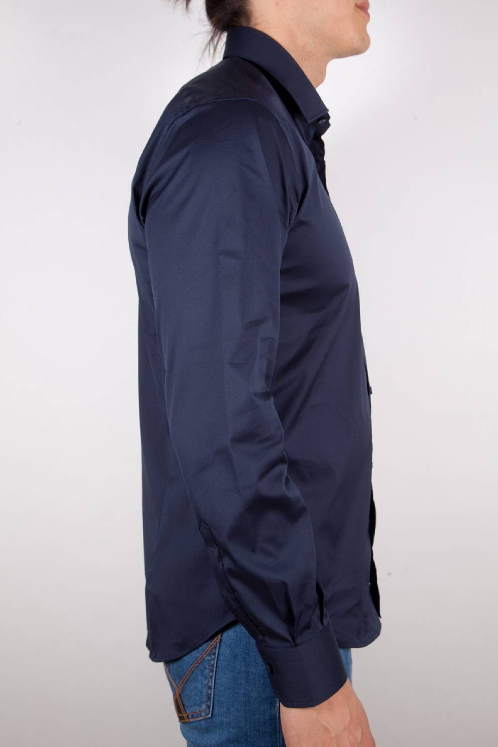 Poggianti Camicia Blu Popeline Collo Italiano C01-5 Vendita